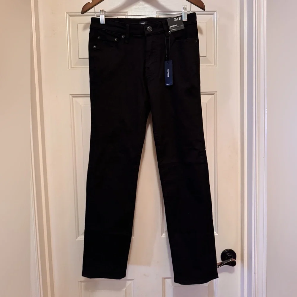 Express Men's Slim Straight Black Jeans  - Size 28x40 - NWT